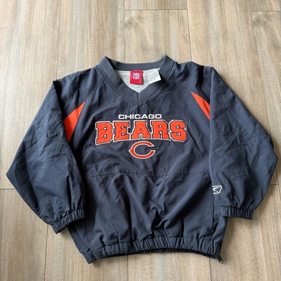 Vtg 90s Y2K NFL Chicago Bears windbreaker pullover jacket navy orange size small - Picture 1 of 5